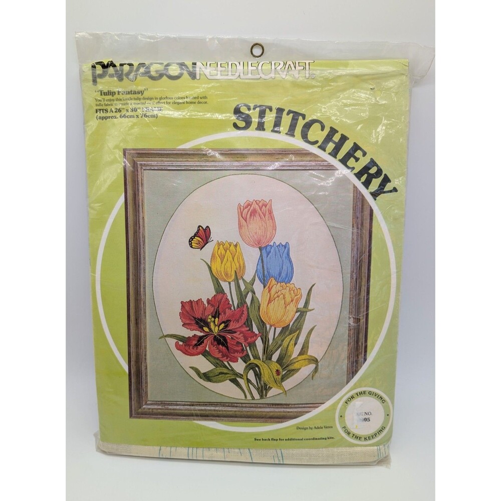 Vintage Paragon "Tulip Fantasy" Crewel Stitchery Embroidery Kit